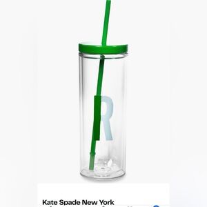 Kate Spade New York Initial "R" 20oz Tumbler Clear Acrylic Monogram Straw Cup